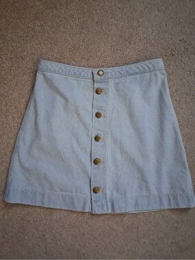 American apparel - Light Wash Button-Front Denim Skirt - Women
